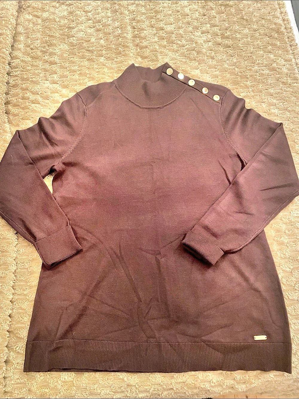 Calvin Klein Brown Cowl Neck Sweater Size  Petite Small